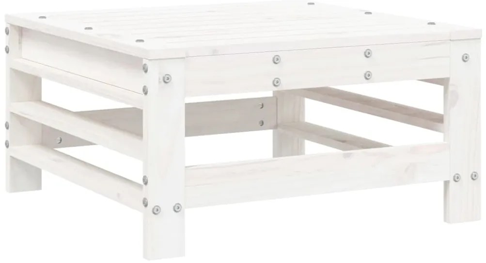 vidaXL Υποπόδιο Κήπου Λευκό από Μασίφ Ξύλο Πεύκου με Μαξιλάρι