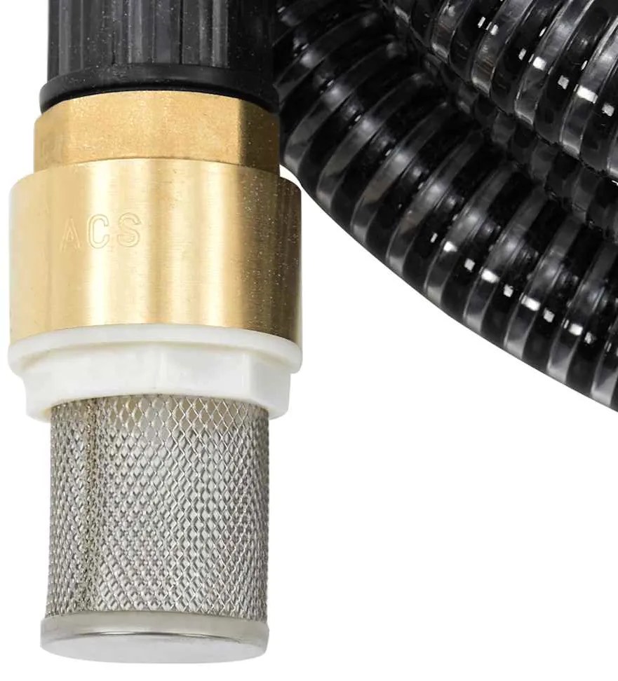 vidaXL Σωλήνας Αναρρόφησης Ορειχ. Συνδέσεις Μαύρος 15 μ/1,1&quot; PVC