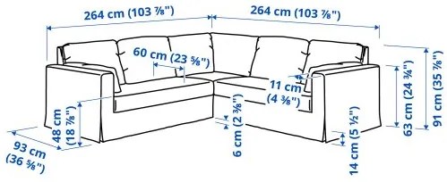 HYLTARP γωνιακός καναπές, 4 θέσεων 194.895.71