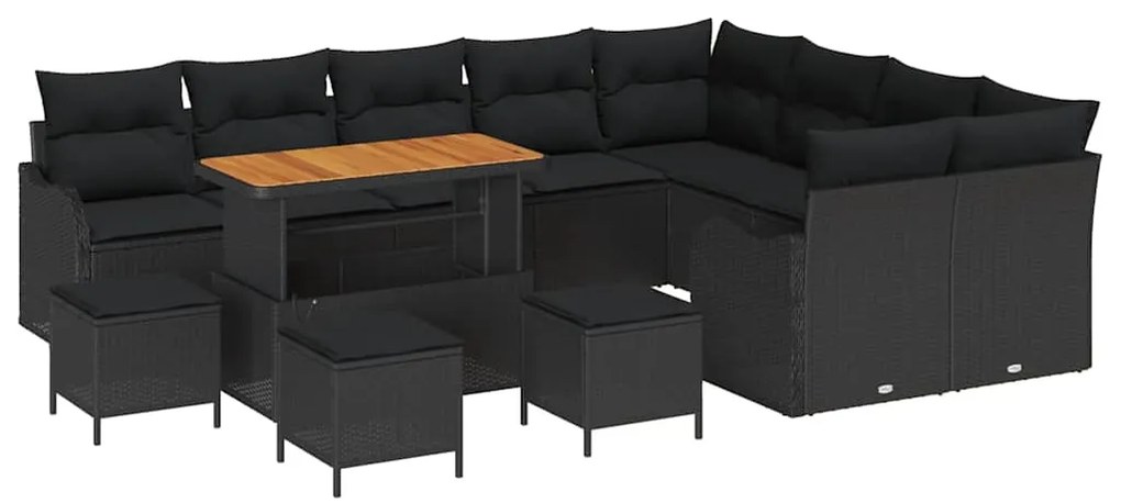 vidaXL Σετ Καναπέ Κήπου 13 pcs Μαύρο συνθετικό ρατάν