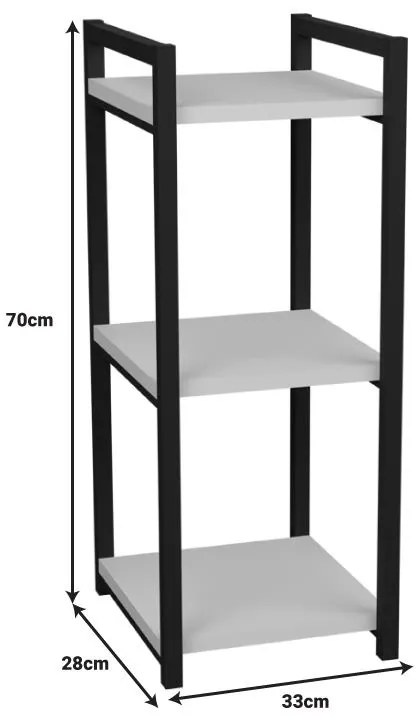 Επιδαπέδια ραφιέρα Harvey μαύρο μέταλλο και μελαμίνη σε λευκή απόχρωση 33x28x70εκ 33x28x70 εκ.