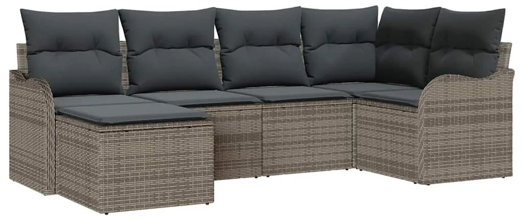 vidaXL Σετ Καναπέ Κήπου με μαξιλάρι 6 pcs Γκρι Πολυ ράταν