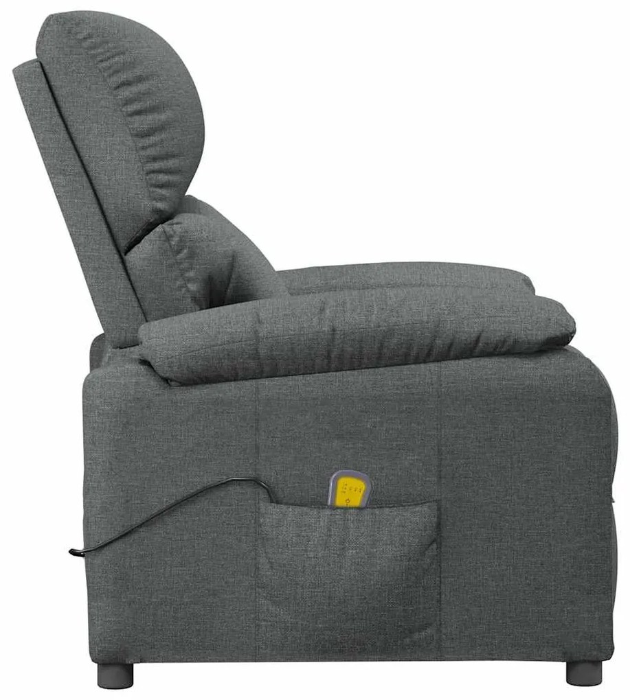 vidaXL Πολυθρόνα Μασάζ Σκούρο Γκρι Υφασμάτινη