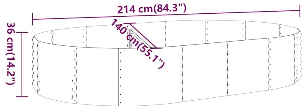 vidaXL Ζαρντινιέρα Ανθρακί 214x140x36εκ Ατσάλι με Ηλεκτρ. Βαφή Πούδρας