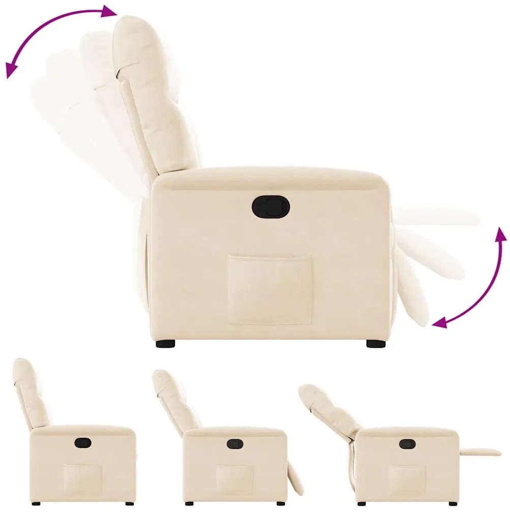 vidaXL Πολυθρόνα Ανακλινόμενη Μπεζ Ύφασμα Μικροϊνών