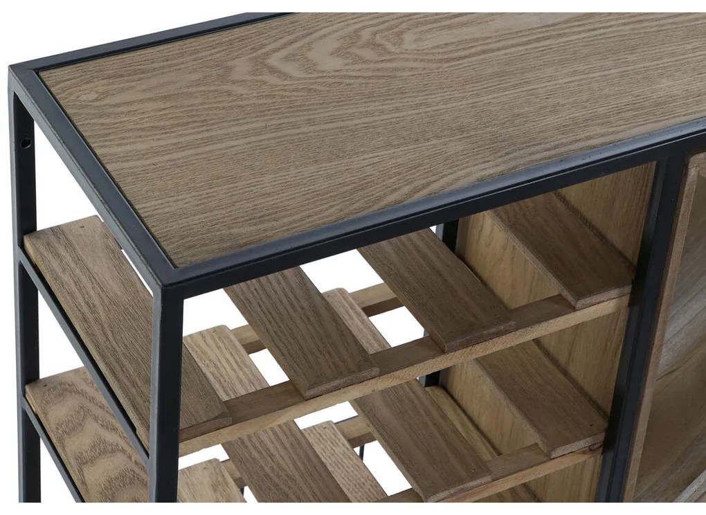 Μπουκαλοθήκη DKD Home Decor 80 x 24 x 44 cm Έλατο Φυσικό Μαύρο Μέταλλο Καφέ Ξύλο MDF