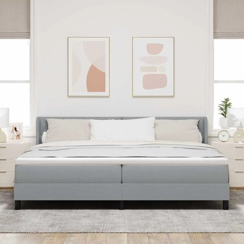 vidaXL Κρεβάτι box spring με στρώμα Ανοιχτό γκρι 200 x 200 cm