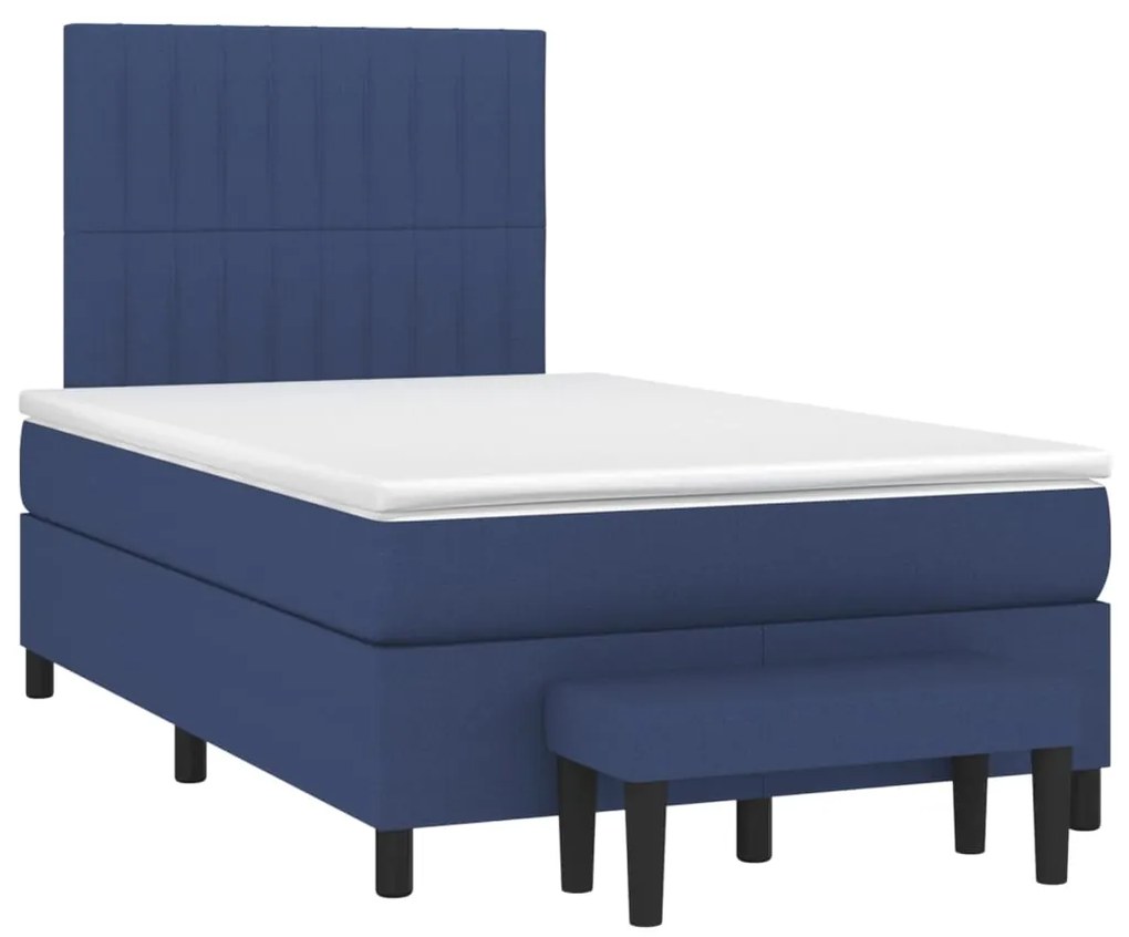 vidaXL Κρεβάτι Boxspring με Στρώμα Μπλε 120x200 εκ. Υφασμάτινο