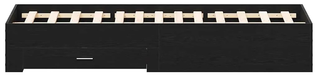vidaXL Κρεβάτι με Συρτάρια Μαύρη δρυς 140 x 200 cm Επεξεργασμένο ξύλο