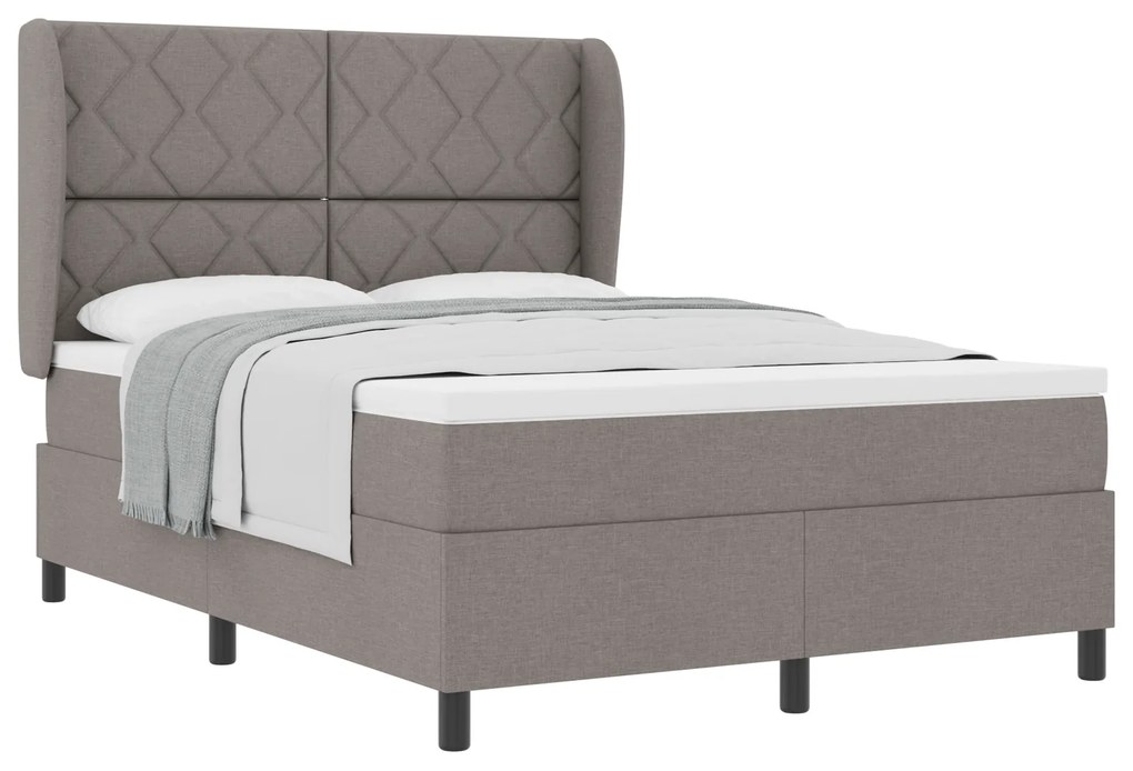 vidaXL κρεβάτι Box Spring με στρώμα - Ταμπά, 140x200 εκ, Ύφασμα