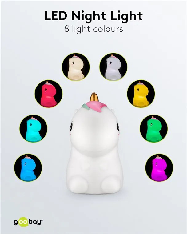 GOOBAY LED φωτιστικό νυκτός μονόκερος 61649, RGB, επαναφορτιζόμενο, λευκό