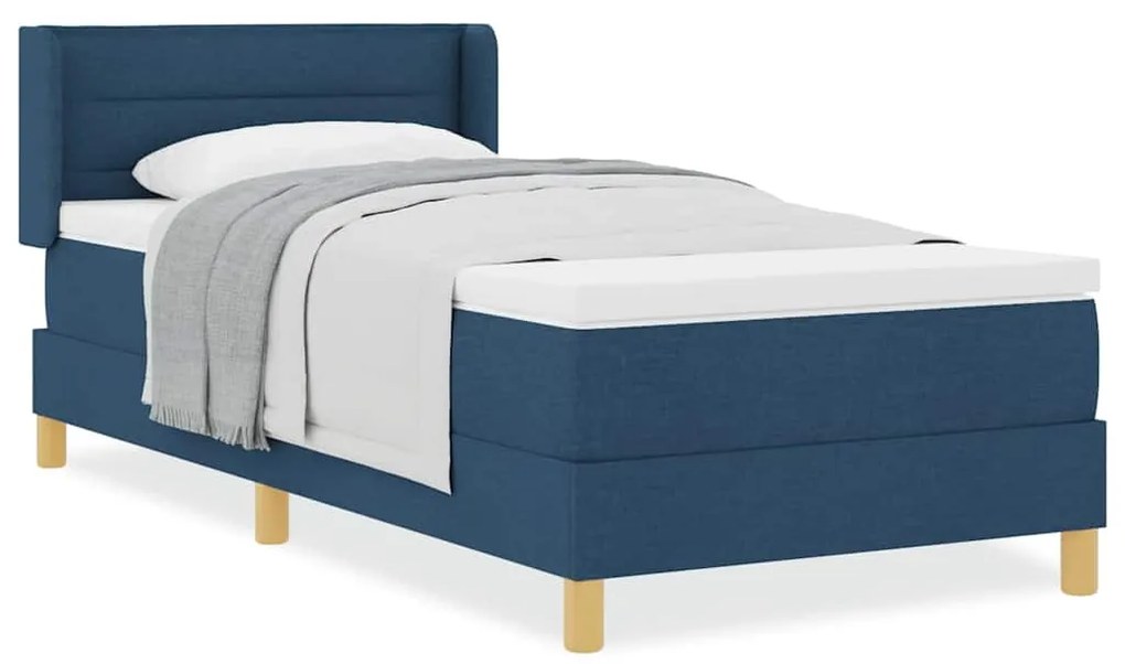 vidaXL Κρεβάτι με Ελατήρια με στρώμα Μπλε 90 x 200 cm ύφασμα
