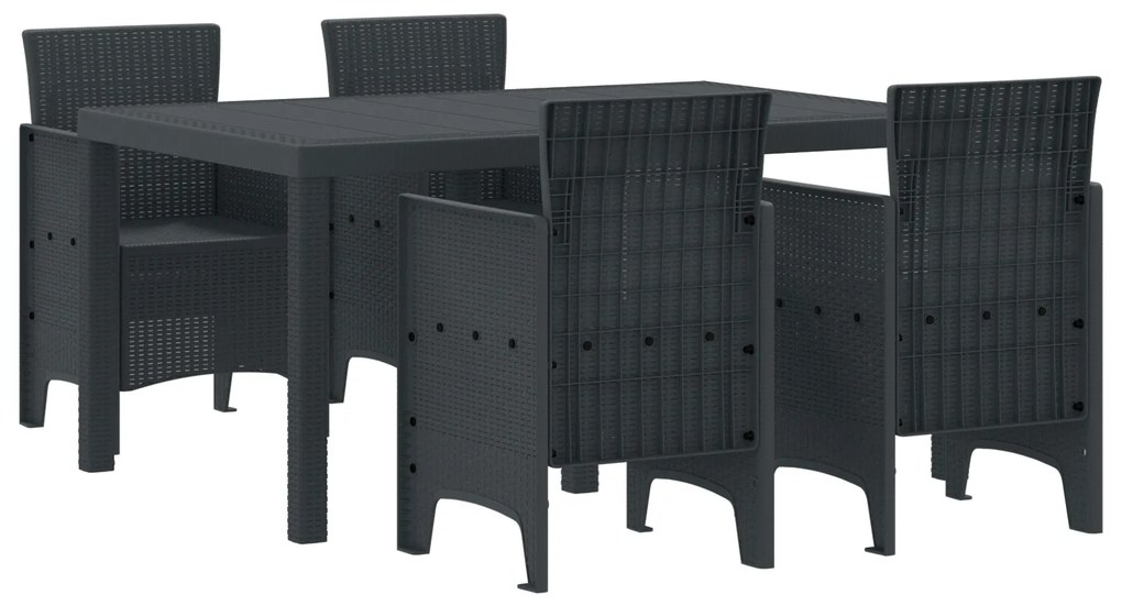 vidaXL Σετ Τραπεζαρίας Κήπου 5 pcs Ανθρακί 150 x 100 x 73 εκ. Πλαστικό