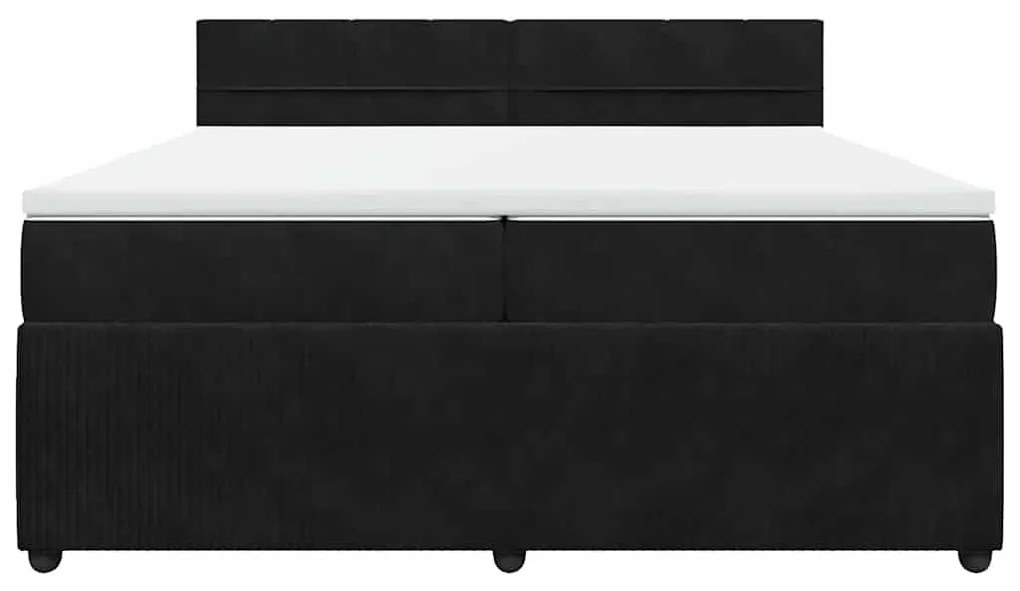 vidaXL Κρεβάτι Boxspring με Στρώμα Μαύρο 200x200 εκ. Βελούδινο