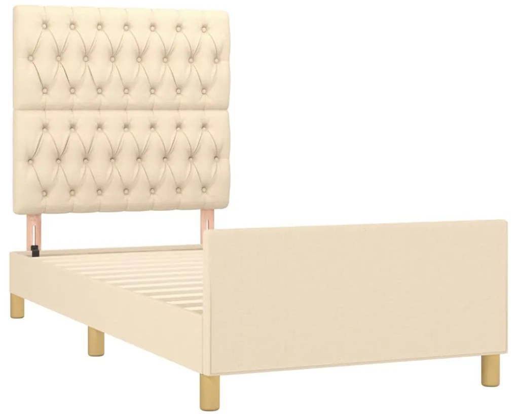 vidaXL Σκελετός Κρεβατιού Χωρίς Στρώμα Κρεμ 100 x 200 εκ. Υφασμάτινο