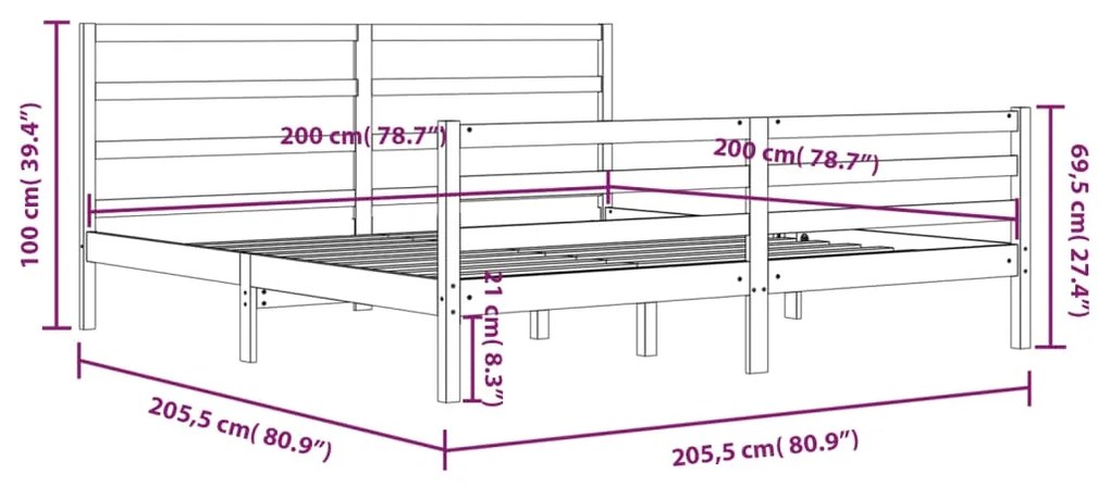 ΠΛΑΙΣΙΟ ΚΡΕΒΑΤΙΟΥ ΜΑΥΡΟ 200 X 200 ΕΚ. ΑΠΟ ΜΑΣΙΦ ΞΥΛΟ ΠΕΥΚΟΥ 3105030