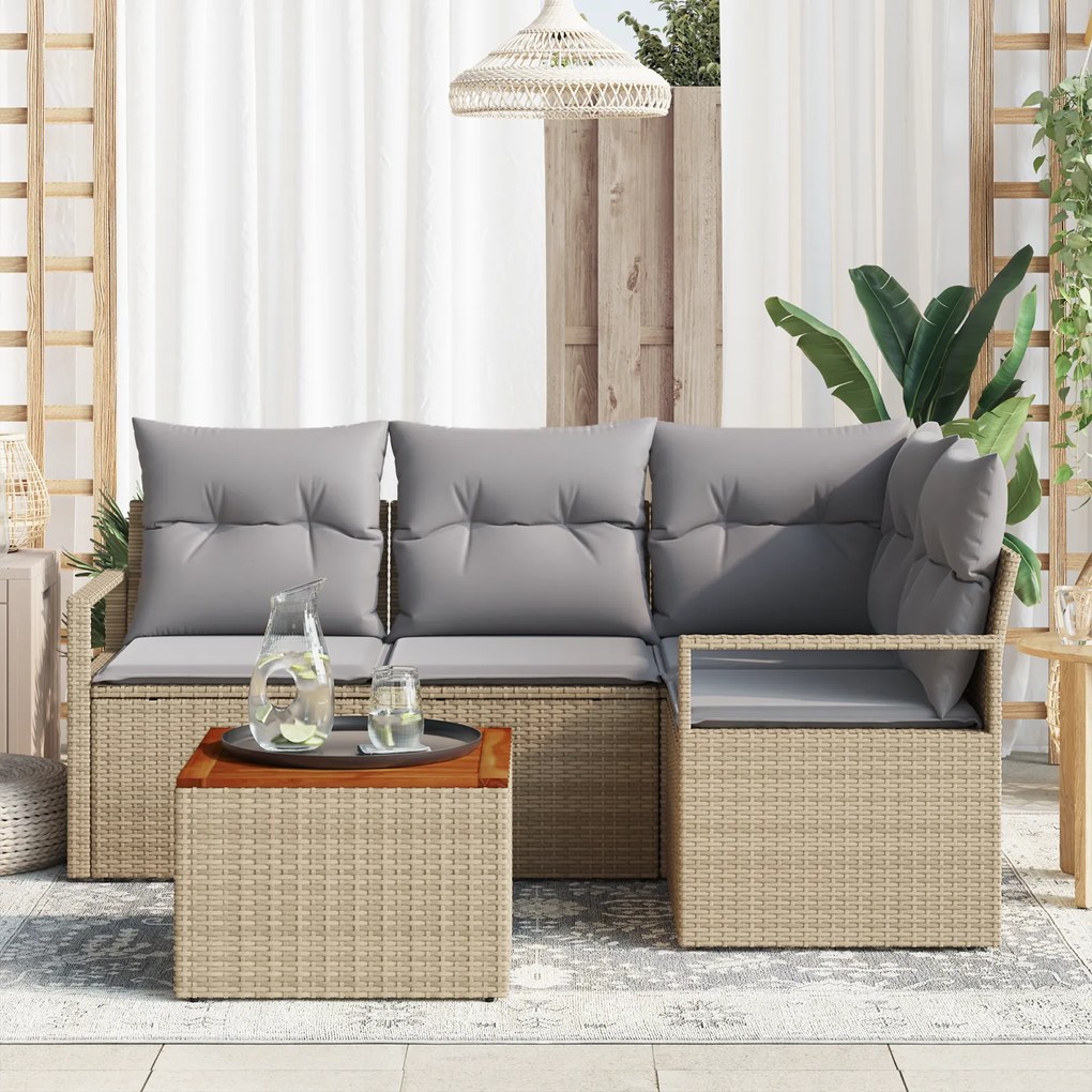 vidaXL Σετ Σοφά Κήπου 5 pcs Μπεζ, ανοιχτό γκρι Μεσαίο