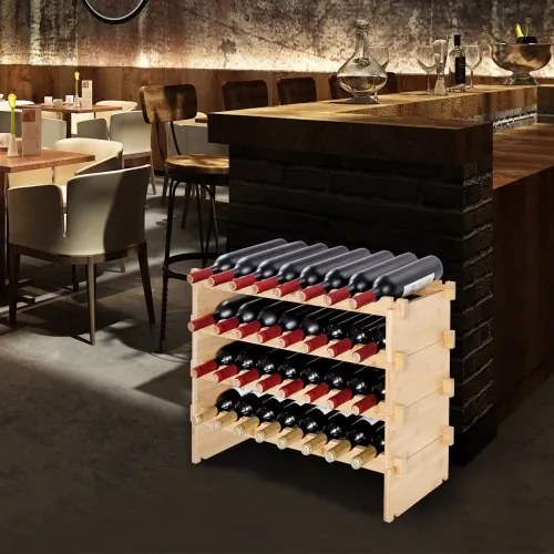 VEVOR 48 Bottle Stackable Modular Wine Rack Bamboo Wood Display Shelf 6-Tier
