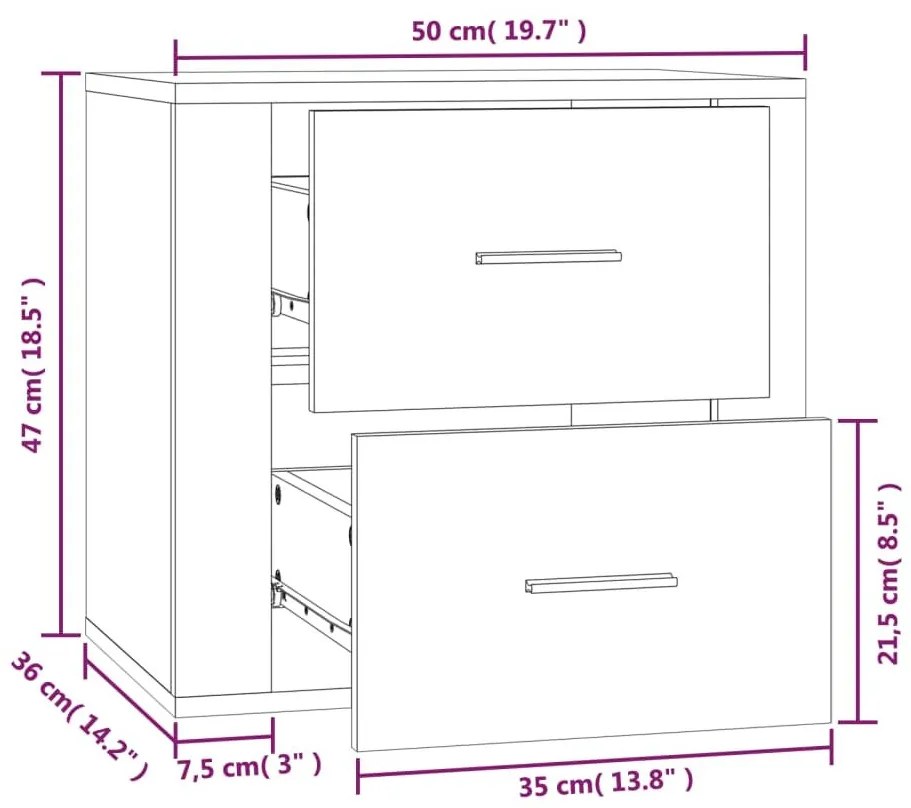 Κομοδίνα Επιτοίχιο Sonoma Δρυς 50x36x47 εκ. - Καφέ