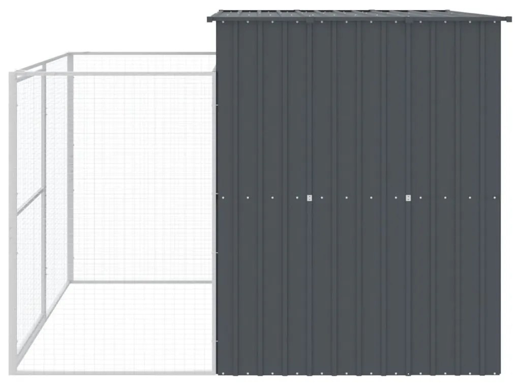 Σπιτάκι Σκύλου με Αυλή Ανθρακί 214x253x181 εκ. Γαλβαν. Χάλυβας - Ανθρακί