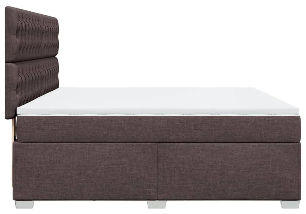 Κρεβάτι Boxspring με Στρώμα Σκούρο Καφέ 180x200 εκ Υφασμάτινο - Καφέ