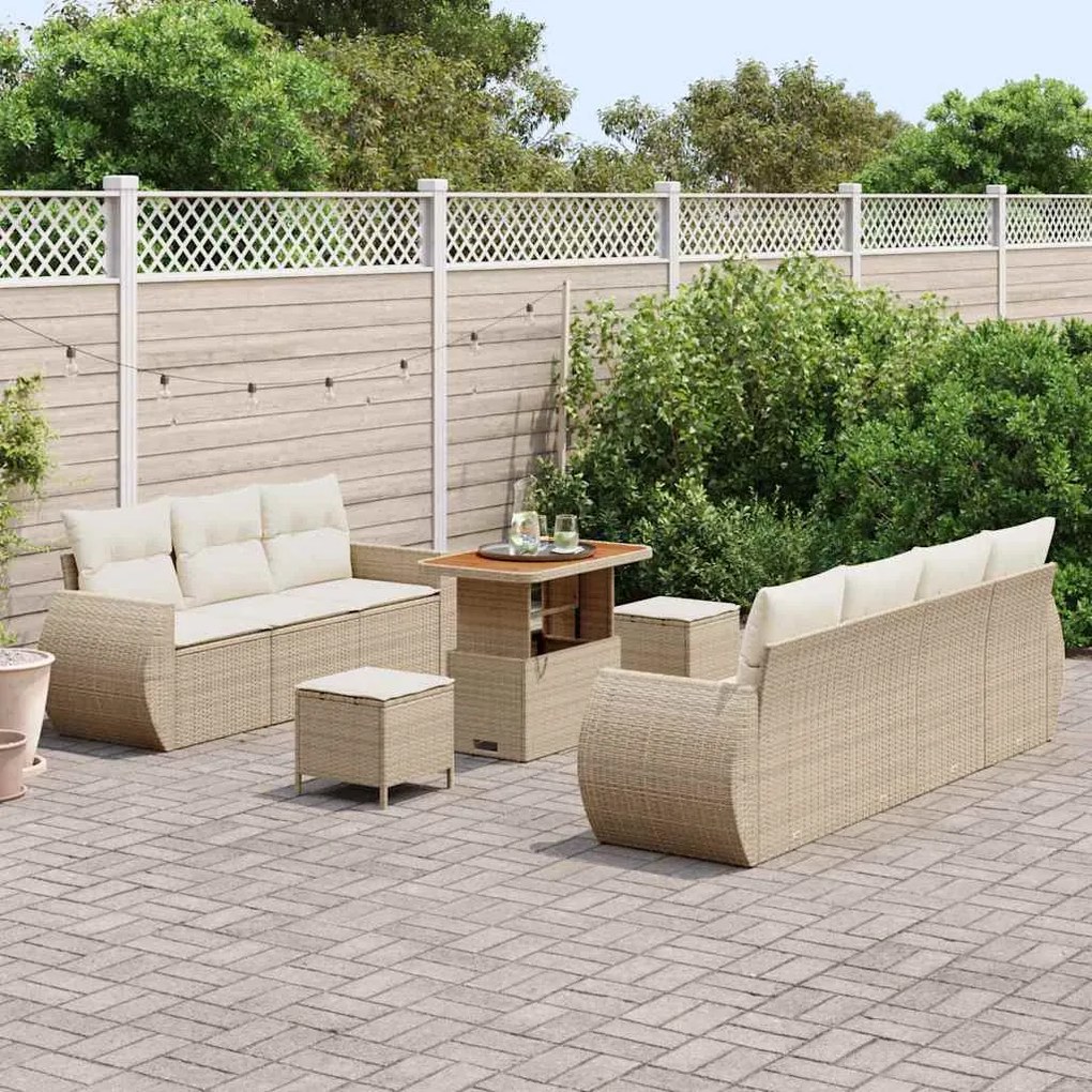 vidaXL Σετ Καναπέ Κήπου 10 pcs μπεζ και κρεμ 90 x 55 x 71 cm