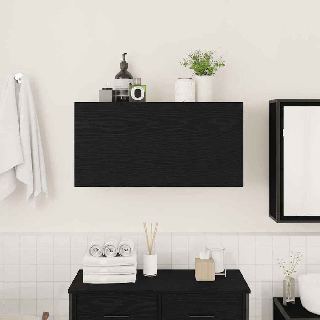 vidaXL ντουλάπι τοίχου μπάνιου μαύρο 80x25x40 cm κατασκευασμένο ξύλο