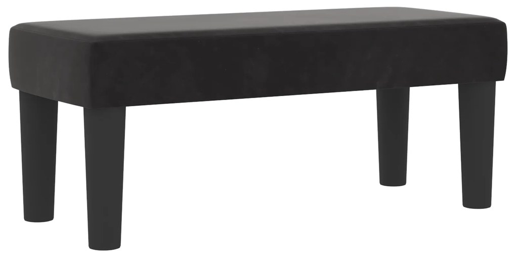 vidaXL Κρεβάτι Box Spring με Στρώμα & Παγκάκι Μαύρο 90x200 εκ Βελούδο