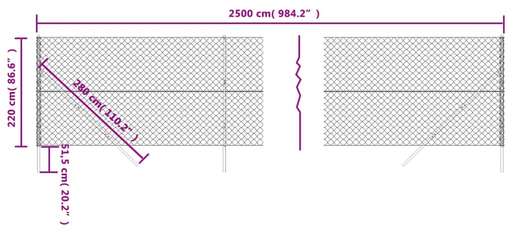 vidaXL Συρματόπλεγμα Περίφραξης Ανθρακί 2,2 x 25 μ.