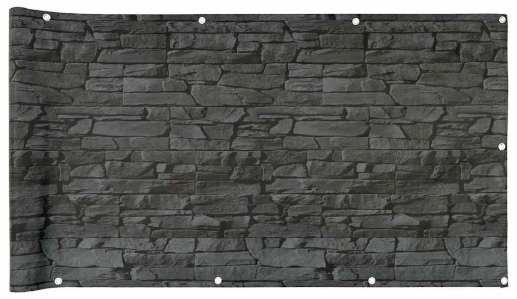 vidaXL Περίφραξη Μπαλκονιού Σχέδιο Ledge Stone Γκρι 300x75 εκ. PVC