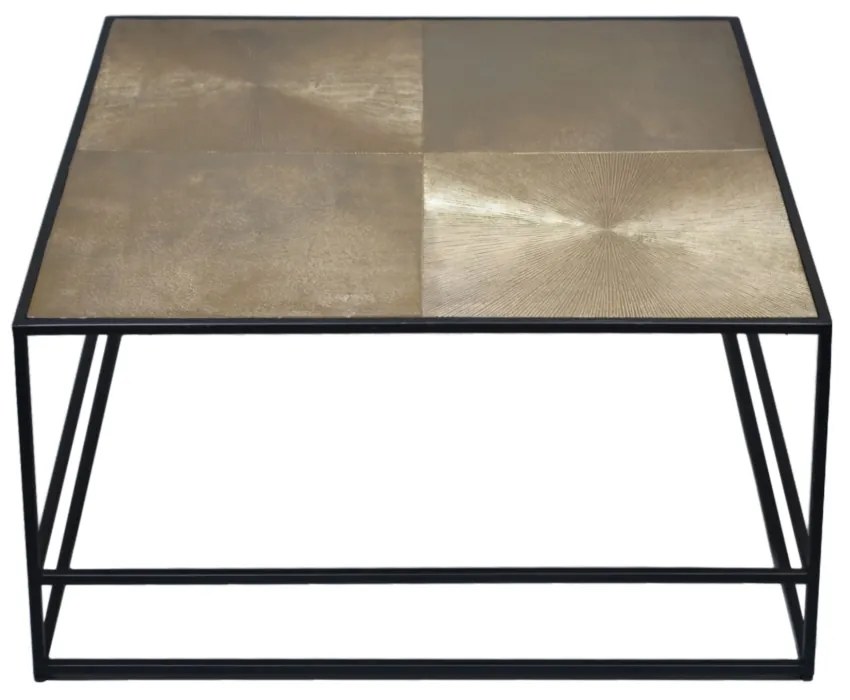 HADSTON COFFEE TABLE ΧΡΥΣΟ ΜΑΥΡΟ ΜΑΥΡΟ 80x80xH40cm - Αλουμίνιο - 04-0625