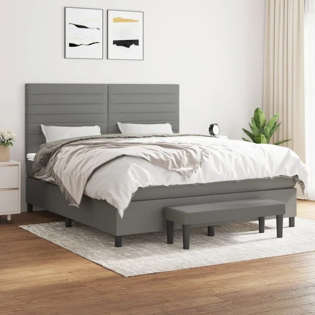 ΚΡΕΒΑΤΙ BOXSPRING ΜΕ ΣΤΡΩΜΑ ΣΚΟΥΡΟ ΓΚΡΙ 180X200 ΕΚ ΥΦΑΣΜΑΤΙΝ 3136694