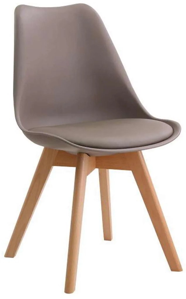 Καρέκλα MARTIN PP Sand Beige (Ξύλινο πόδι) 49x57x82cm (Σετ 4 ΤΕΜ)