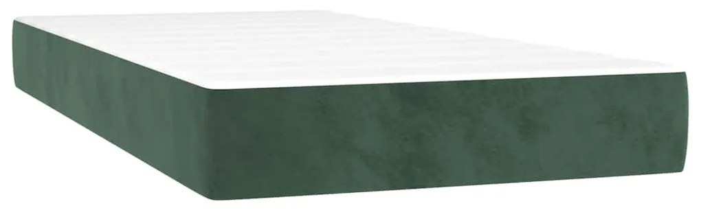 vidaXL Στρώμα με Pocket Springs Σκούρο Πράσινο 100x220x20 εκ Βελούδινο
