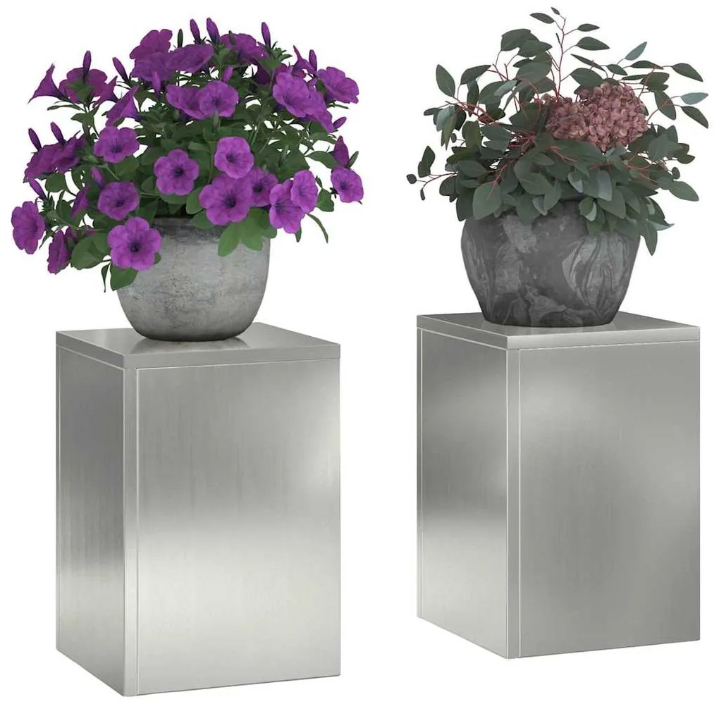 vidaXL Γλάστρες Εξωτερικού Χώρου, Σετ 2 τμχ, 24 x 24 x 35 εκ, Γαλβανισμένο Ατσάλι