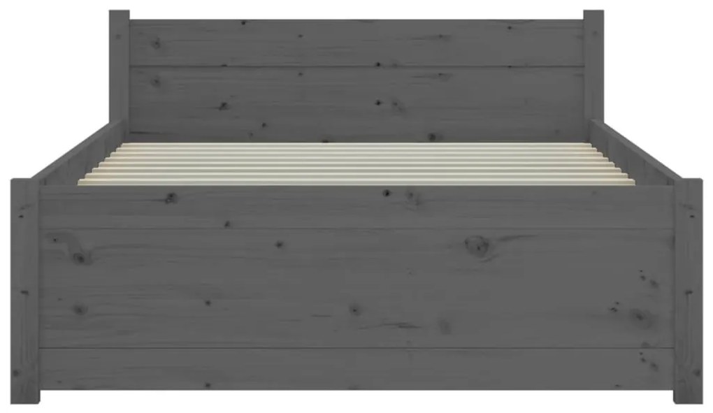 Πλαίσιο Κρεβατιού Γκρι 75 x 190 εκ. από Μασίφ Ξύλο Small Single - Γκρι