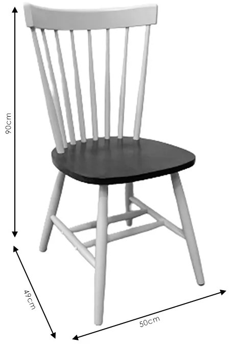 Καρέκλα Larus pakoworld φυσικό ξύλo rubberwood ανθρακί-λευκό 50x49x90εκ. - 250-000006 - 250-000006