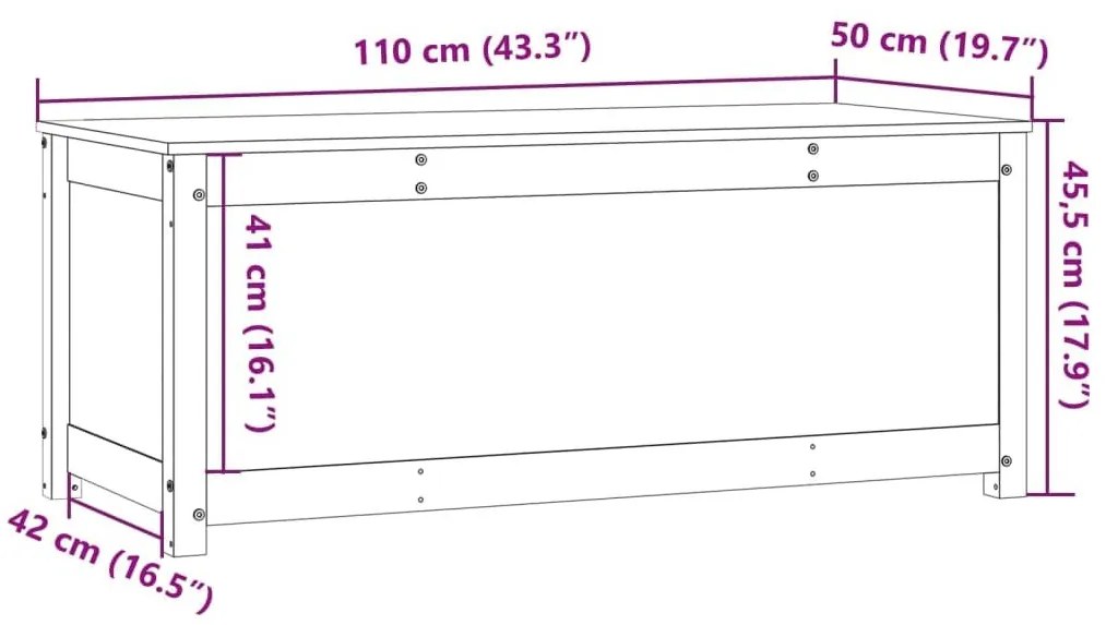 Κουτί Αποθήκευσης Καφέ Μελί 110x50x45,5εκ από Μασίφ Ξύλο Πεύκου - Καφέ