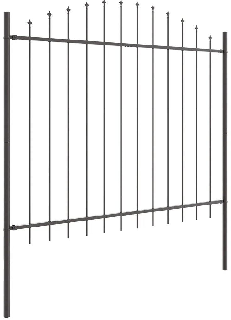 vidaXL Φράχτης κήπου με θόλο, Γκρι, 11,9x1,25 μ, από Χάλυβα