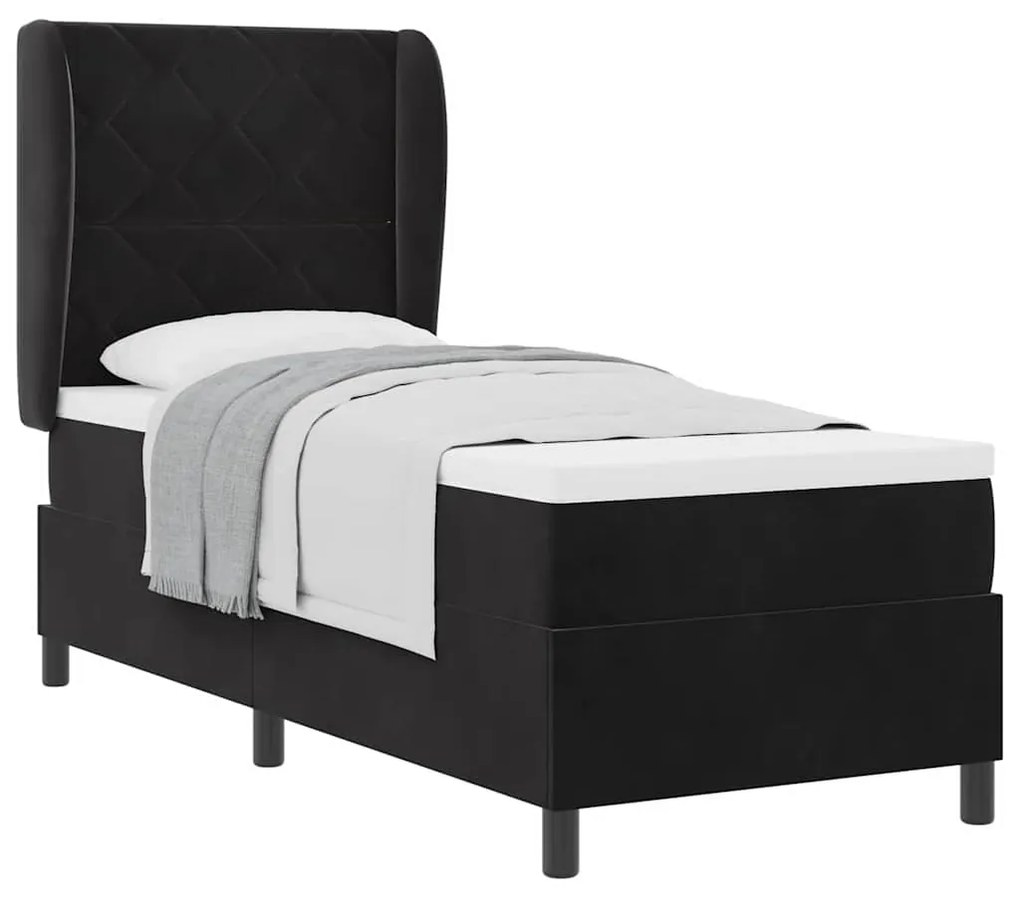 vidaXL Κρεβάτι με ελατήρια με στρώμα Μαύρο 80 x 200 cm Βελούδο