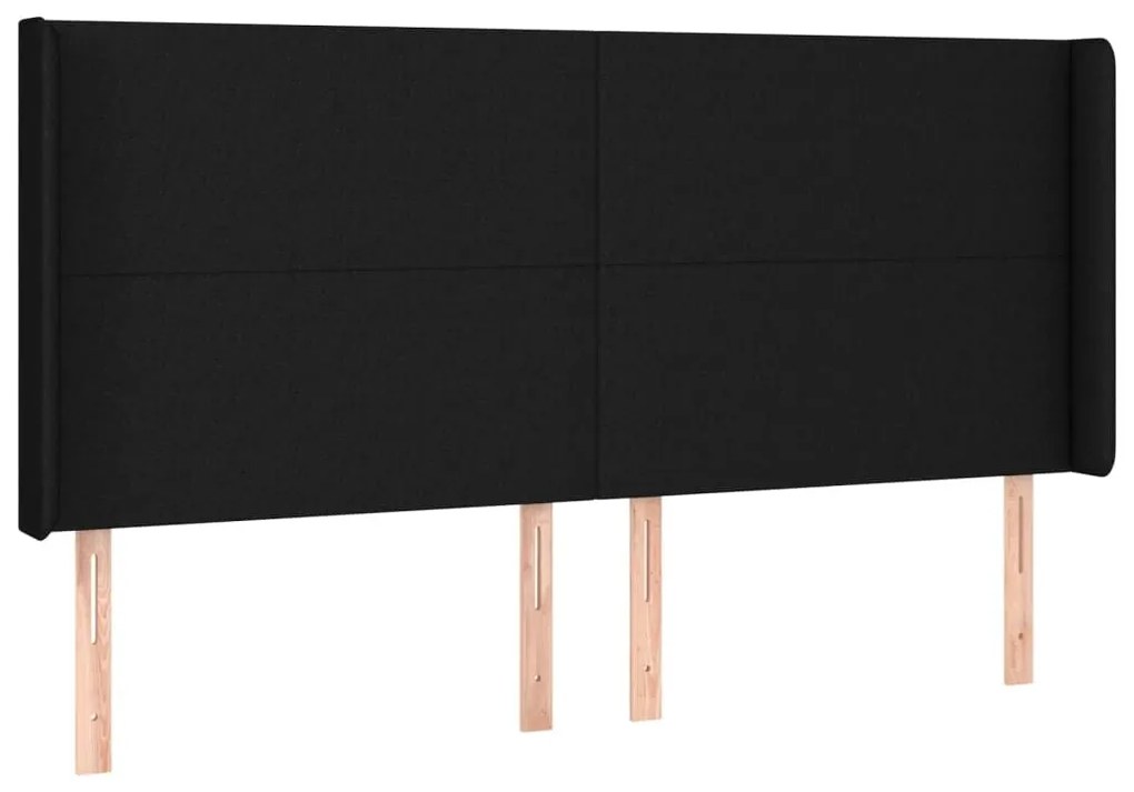 Κεφαλάρι με Πτερύγια Μαύρο 163x16x118/128 εκ. Υφασμάτινο - Μαύρο