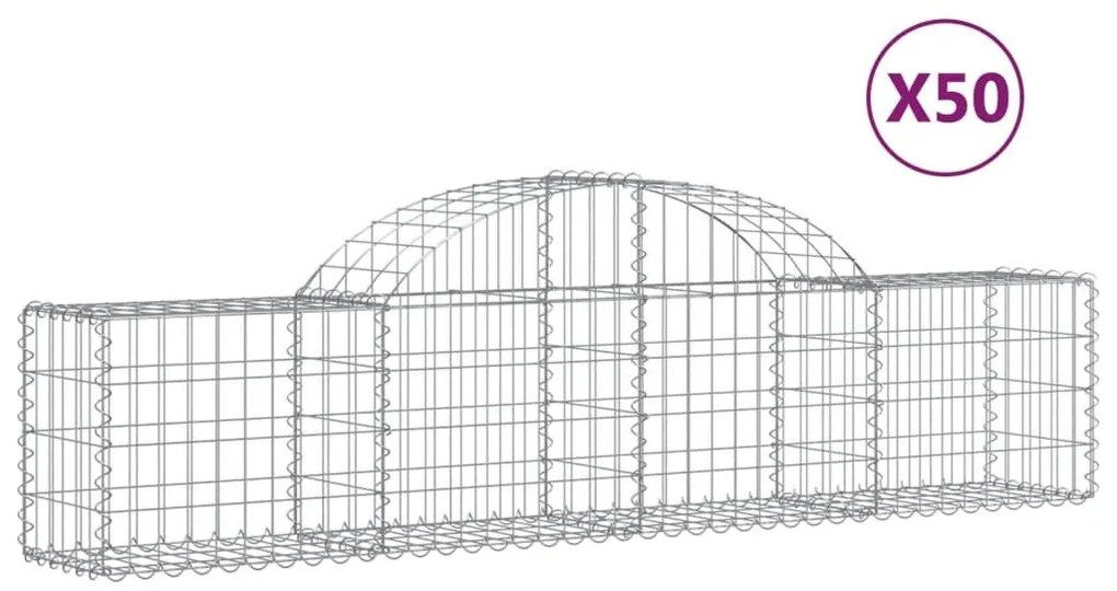 Συρματοκιβώτια Τοξωτά 50 τεμ. 200x30x40/60 εκ. Γαλβαν. Ατσάλι - Ασήμι