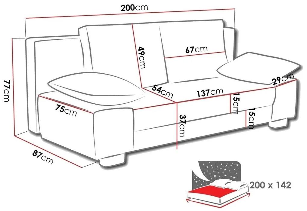 Καναπές κρεβάτι Comfivo 146, Αριθμός θέσεων: 2, Αποθηκευτικός χώρος, 77x200x87cm, 64 kg, Πόδια: Πλαστική ύλη | Epipla1.gr