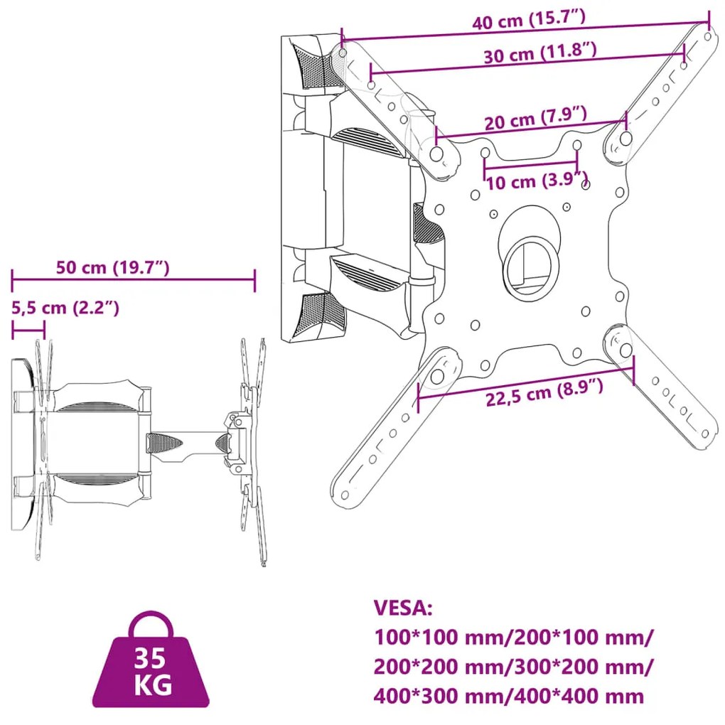 ΒΑΣΗ ΤΗΛΕΟΡΑΣΗΣ ΕΠΙΤΟΙΧΙΑ ΓΙΑ 32-35ΙΝ MAX VESA 400X400ΧΙΛ. 35Κ. 379571