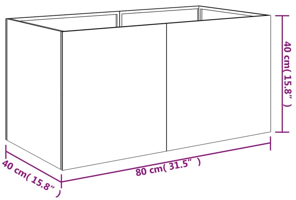 Ζαρντινιέρα 80x40x40 εκ. από Ατσάλι Corten - Καφέ