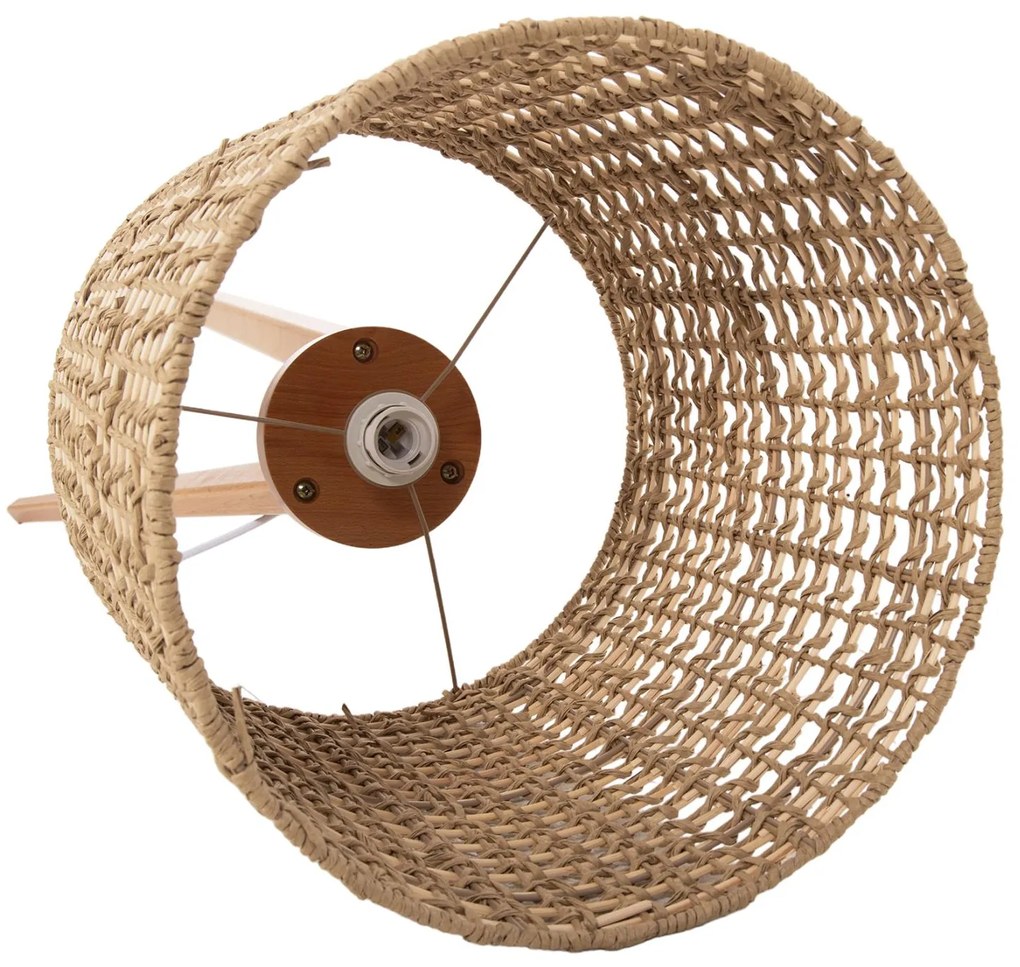 ΕΠΙΔΑΠΕΔΙΟ ΦΩΤΙΣΤΙΚΟ  RUBBERWOOD-RATTAN-PAPER ROPE ΣΕ ΦΥΣΙΚΟ Φ36x149,5Υεκ. 36x36x149.5 εκ.