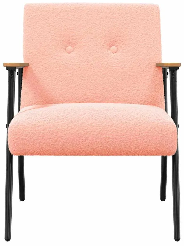 vidaXL Πολυθρόνα Ροζ 59 x 75 x 78 εκ Κάλαθος ύφασμα με σγουρή υφή