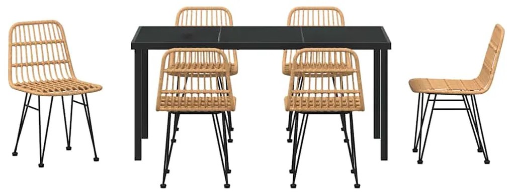 vidaXL Σέτ φαγητού για κήπο 7 pcs Καφέ Χάλυβας με επίστρωση πούδρας