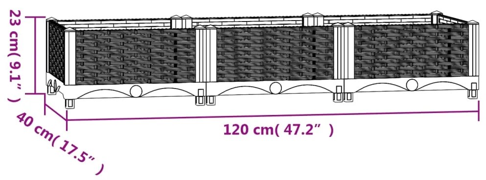 Ζαρντινιέρα 120 x 40 x 23 εκ. από Πολυπροπυλένιο - Γκρι