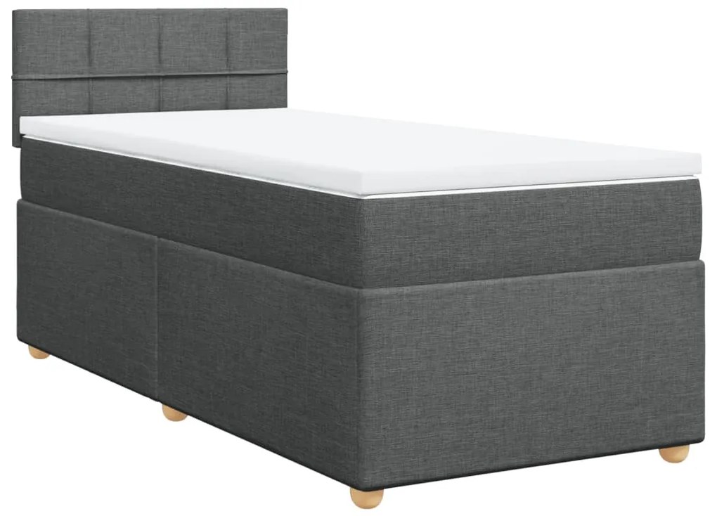 Κρεβάτι Boxspring με Στρώμα Σκούρο Γκρι 90x200 εκ. Υφασμάτινο - Γκρι